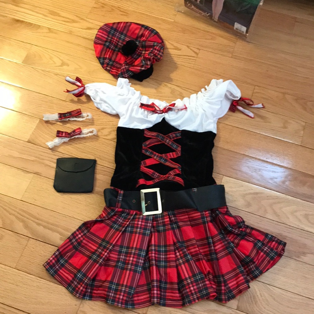 Dreamgirl Red Plaid Pirate/Schoolgirl Costume with Black Bodice